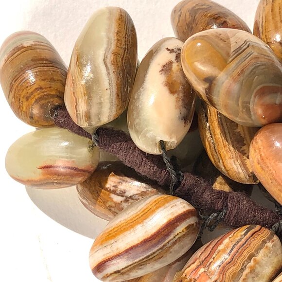 pair of grape clusters natural polished agate stones brown rock fruit AS IS - Picture 5 of 9